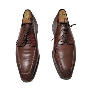 Santoni Men's Oxfords Brown Leather Lace-Up Dress‎ Shoes Size 8.5 EE